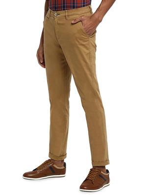 beige solid chinos - 16638292 - Standard Image - 2