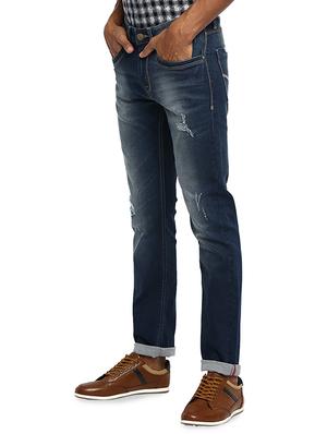 navy blue light washed ripped denim jeans - 16638335 - Standard Image - 2