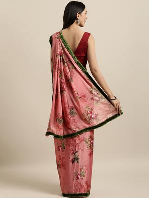 floral bordered saree with blouse - 16640326 - Standard Image - 2