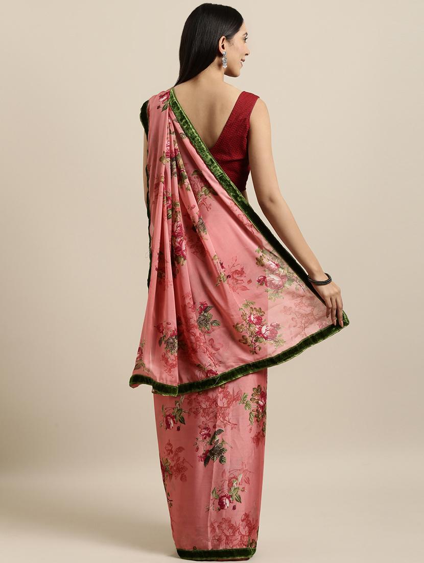 floral bordered saree with blouse - 16640326 - Zoom Image - 2