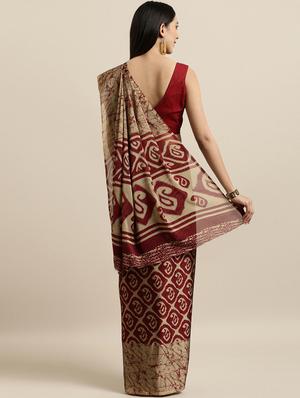 paisley printed saree with blouse - 16640327 - Standard Image - 2