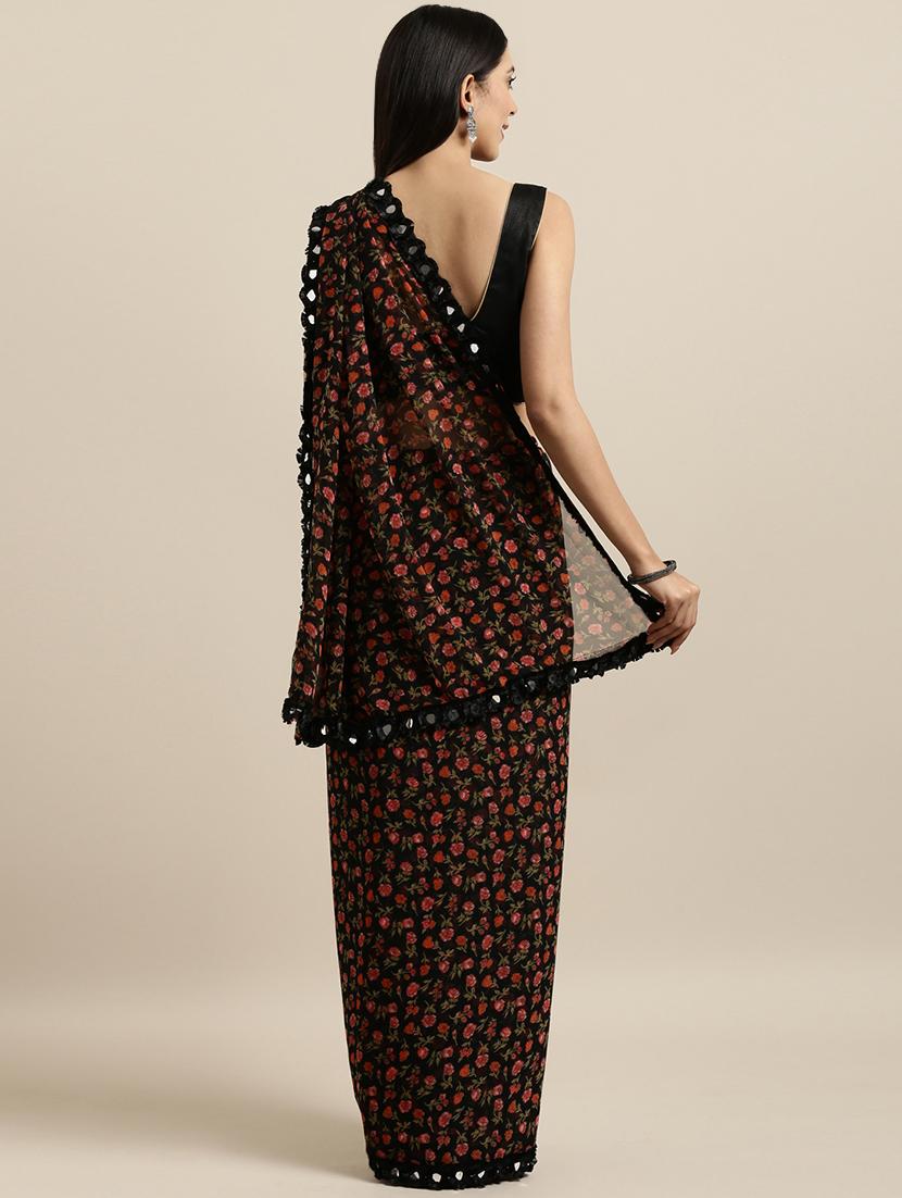 floral printed saree with blouse - 16640335 - Zoom Image - 2