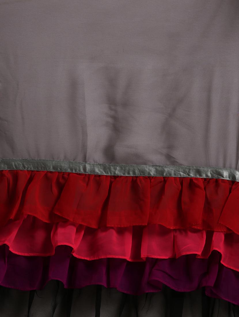layered ruffled plain saree with blouse - 16640344 - Zoom Image - 5