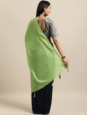 solid half and half saree with blouse - 16640347 - Standard Image - 2