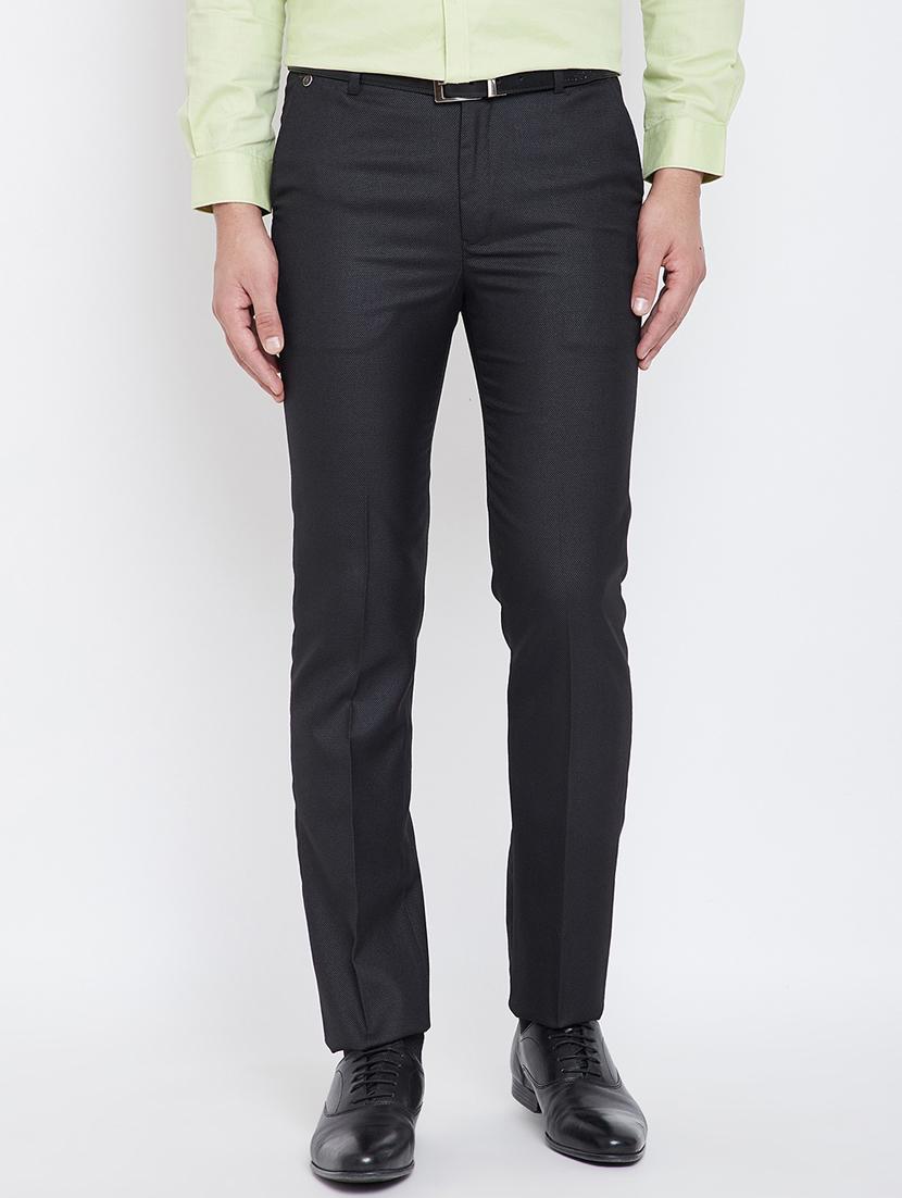 black textured flat front formal trouser - 16640406 - Zoom Image - 2