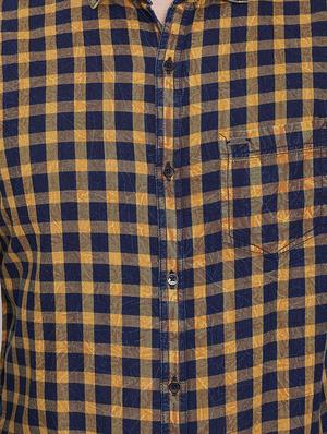navy blue checkered casual shirt - 16640422 - Standard Image - 5