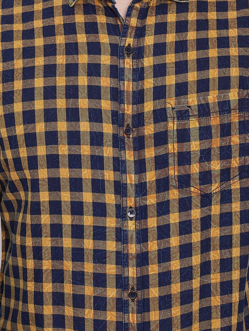 navy blue checkered casual shirt - 16640422 - Zoom Image - 5
