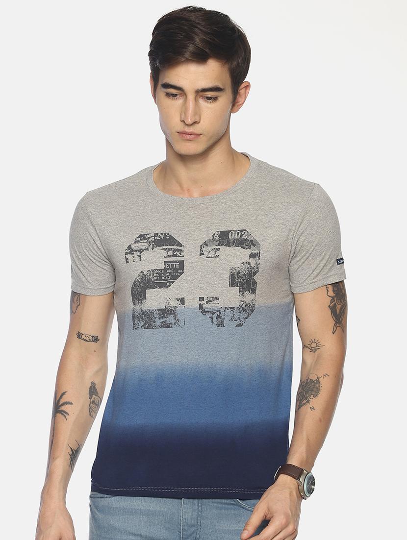 blue tie & dye chest print t-shirt - 16640815 - Zoom Image - 2