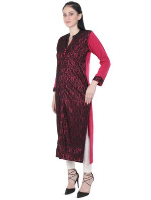printed woolen straight kurta - 16640827 - Standard Image - 2