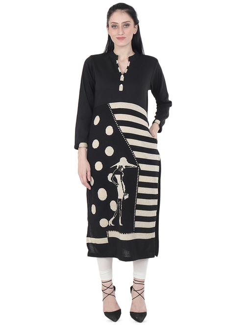 printed woolen straight kurta - 16640831 - Very Small Image - 1