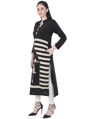 printed woolen straight kurta - 16640831 - Standard Image - 2