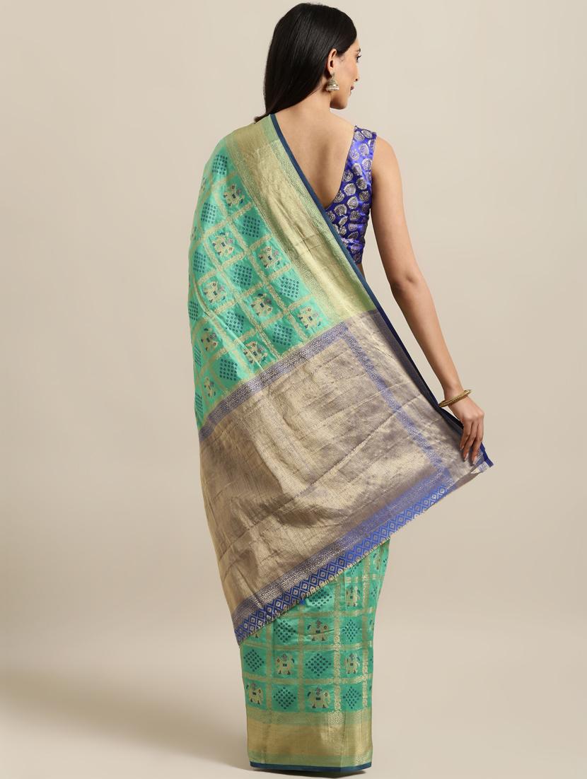 self-design banarasi saree with blouse - 16641236 - Zoom Image - 2