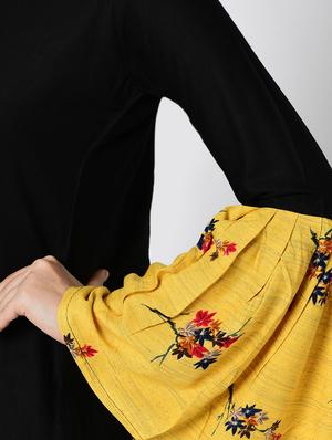 bell sleeve solid contrast kurta - 16641593 - Standard Image - 5