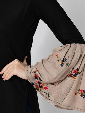bell sleeve solid contrast kurta - 16641596 - Standard Image - 5