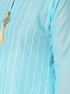 schiffli straight kurta - 16641598 - Standard Image - 5
