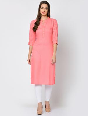 solid straight kurta - 16641607 - Standard Image - 2