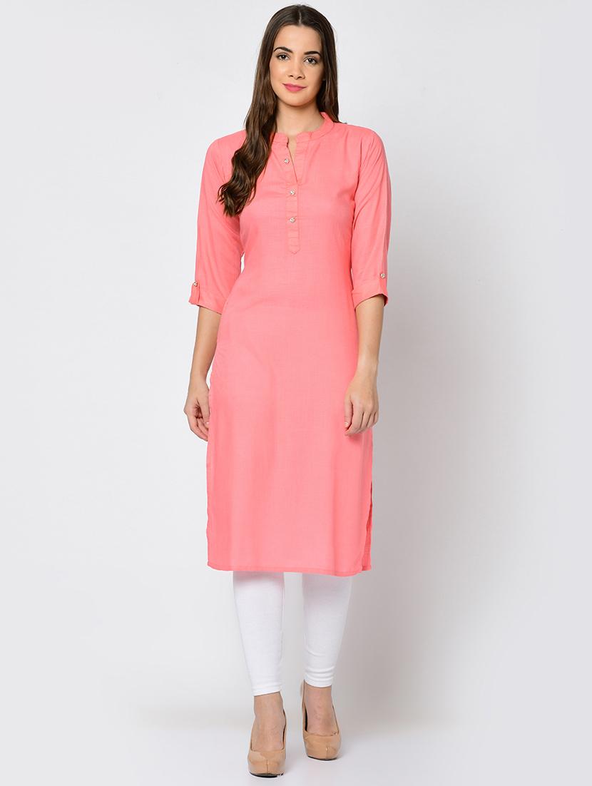 solid straight kurta - 16641607 - Zoom Image - 2