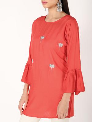 zari embroidered a-line kurti - 16641697 - Standard Image - 5