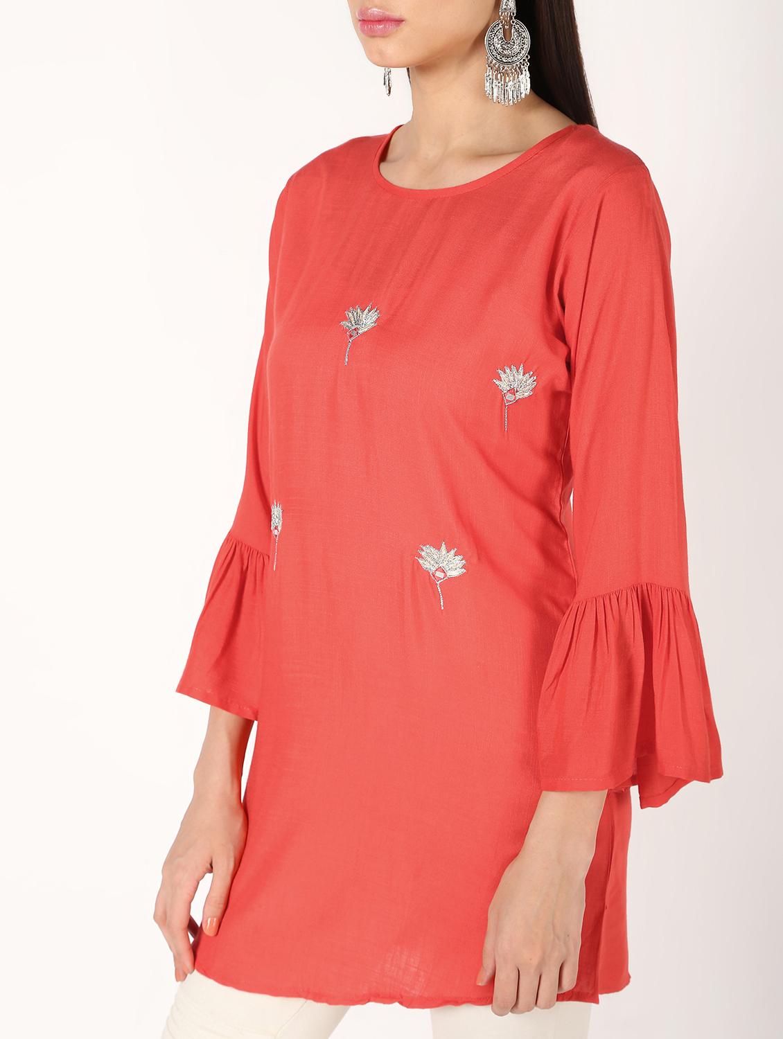 zari embroidered a-line kurti - 16641697 - Zoom Image - 5