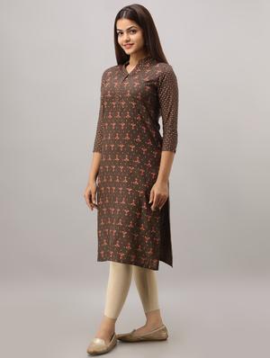 printed straight kurta - 16642275 - Standard Image - 2