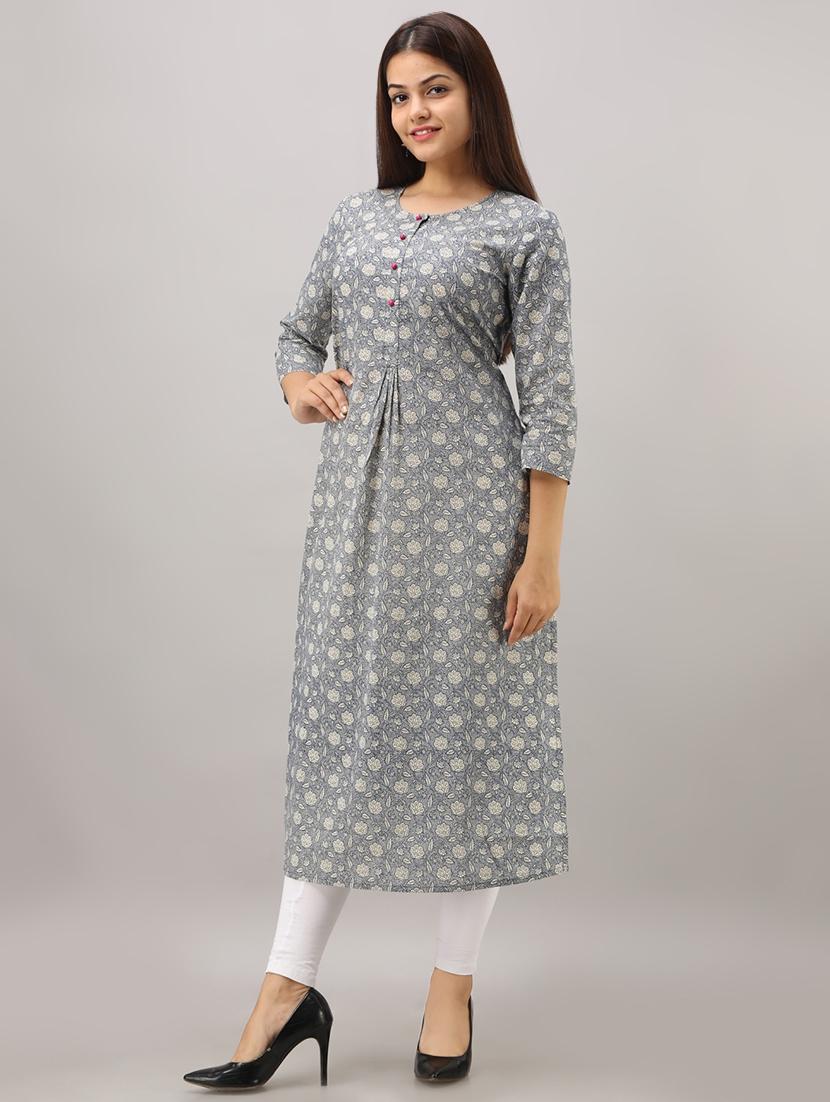 pastel floral print a-line kurta - 16642290 - Zoom Image - 2