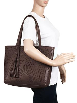 brown leatherette (pu) regular tote - 16642630 - Standard Image - 5