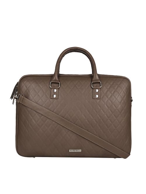 brown leatherette (pu) laptop laptop bag - 16642667 - Standard Image - 1
