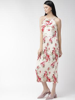 halter neck floral a-line dress - 16642817 - Standard Image - 2