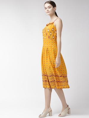 pom pom detail pleated a-line dress - 16642820 - Standard Image - 2