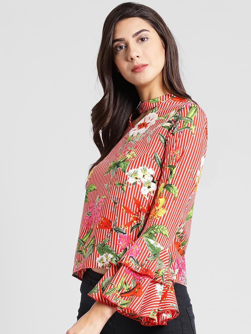 bell sleeved striped top - 16642828 - Zoom Image - 2