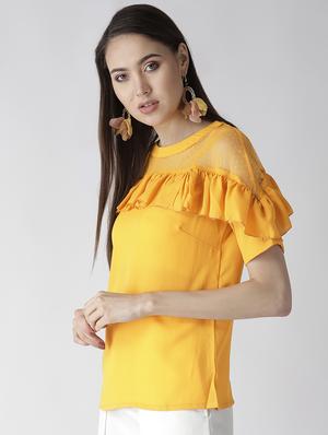 ruffle detail mesh inserted top - 16642834 - Standard Image - 2