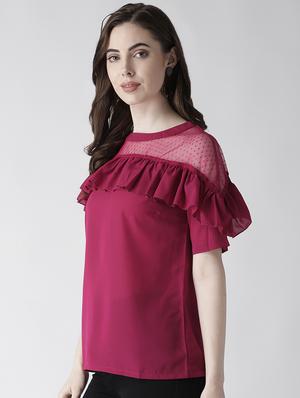 ruffle detail mesh inserted top - 16642835 - Standard Image - 2