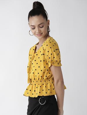 tassel tie up polka dots top - 16642852 - Standard Image - 2