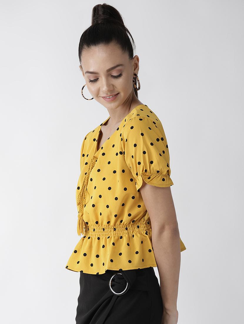 tassel tie up polka dots top - 16642852 - Zoom Image - 2