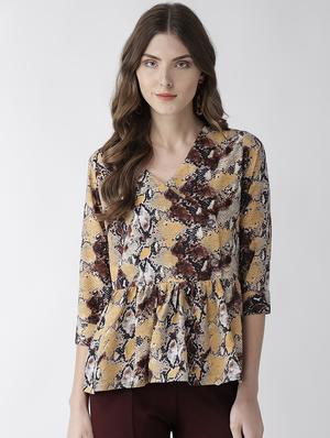 v neck snake print gathered top - 16642868 - Standard Image - 2