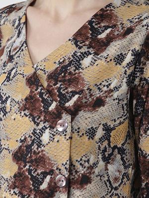 v neck snake print gathered top - 16642868 - Standard Image - 5