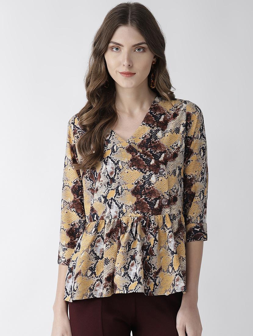 v neck snake print gathered top - 16642868 - Zoom Image - 2
