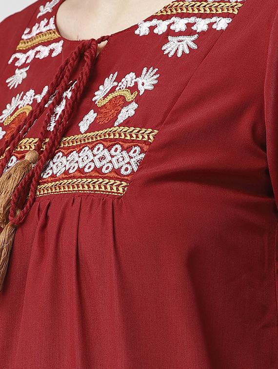 tassel tie up embroidered top - 16642877 - Zoom Image - 5