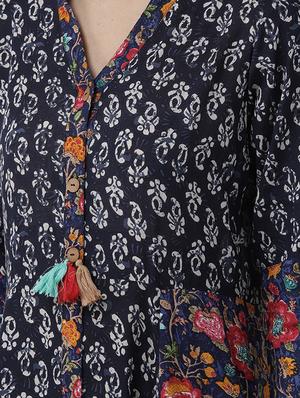 floral print a-line kurta - 16642890 - Standard Image - 5