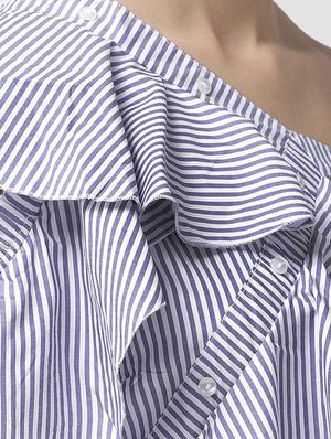 single shoulder ruffle detail striped top - 16642893 - Standard Image - 5