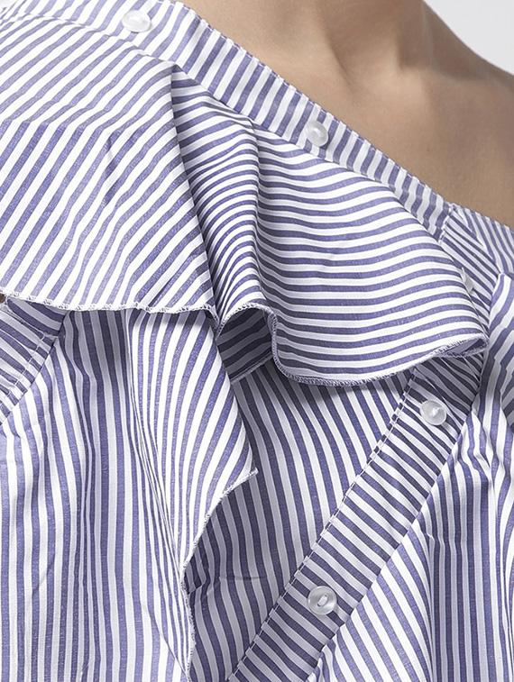 single shoulder ruffle detail striped top - 16642893 - Zoom Image - 5