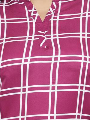mandarin neck checkered top - 16642908 - Standard Image - 5