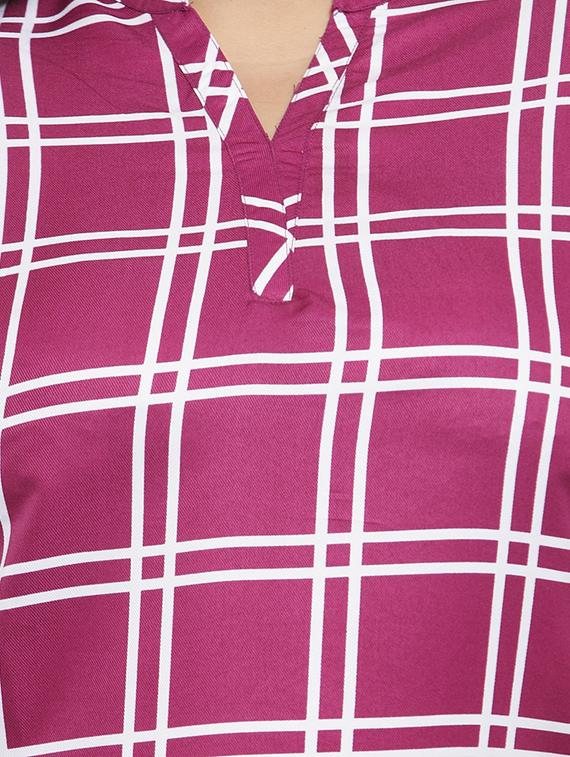 mandarin neck checkered top - 16642908 - Zoom Image - 5