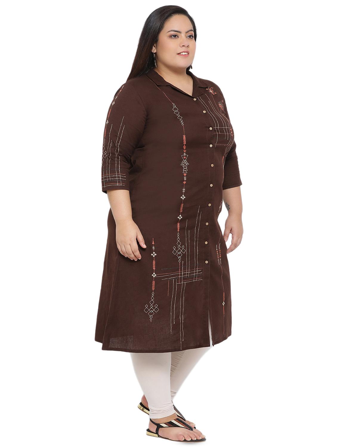 embroidered work a-line kurta - 16642930 - Zoom Image - 2