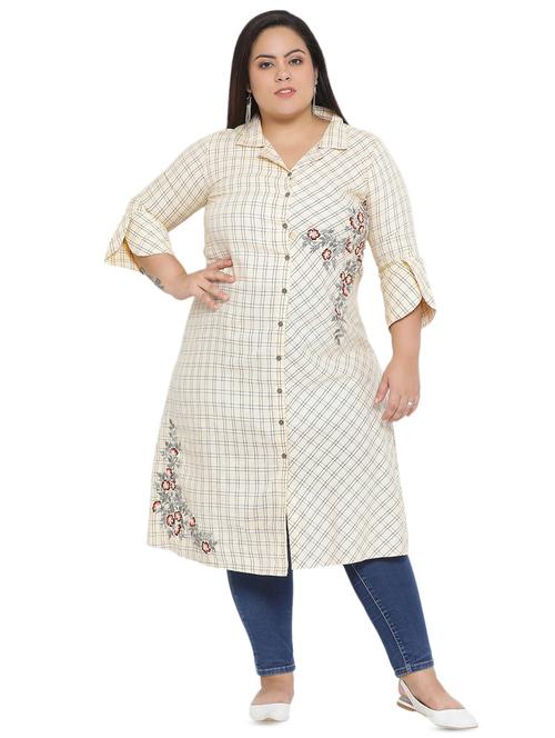 floral embroidered a-line kurta - 16642931 - Standard Image - 1