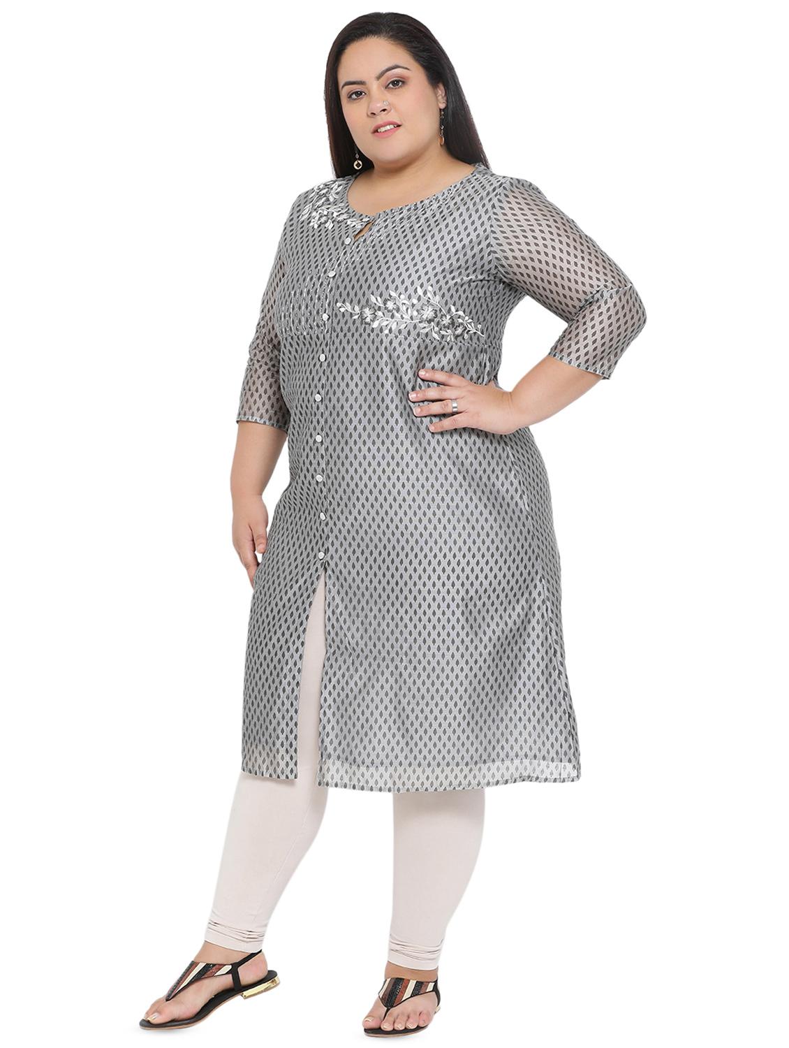 embroidered a-line kurta - 16642935 - Zoom Image - 2