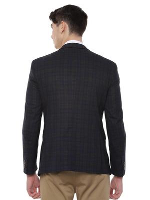 navy blue checkered single breasted casual blazer - 16643073 - Standard Image - 2