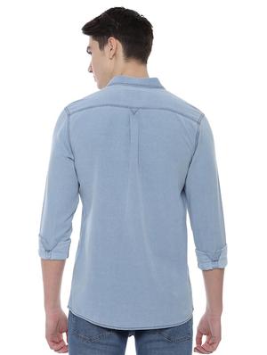 blue solid casual shirt - 16643106 - Standard Image - 2
