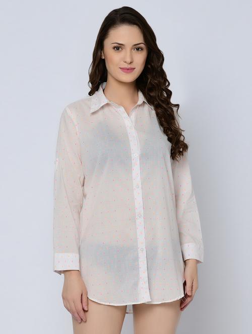 roll up sleeved polka dots coverup - 16643510 - Standard Image - 1
