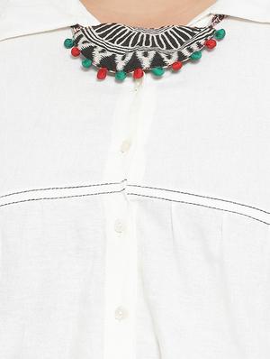 bell sleeved solid tunic with neck piece - 16643523 - Standard Image - 5